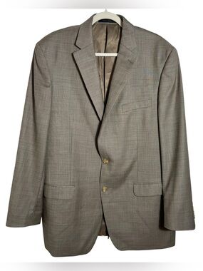 Lauren Ralph Lauren 100% Wool Blazer Sport Coat 44L Brown Tailored Jacket